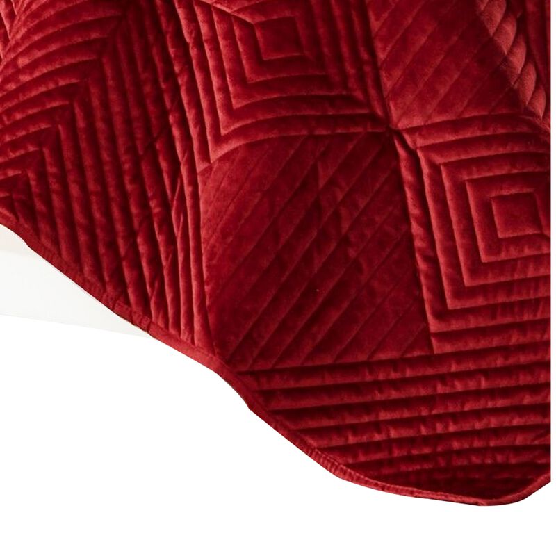 Ahab 2 Piece Twin Quilt Set with 1 Pillow Sham, Dutch Velvet Face, Red - Benzara