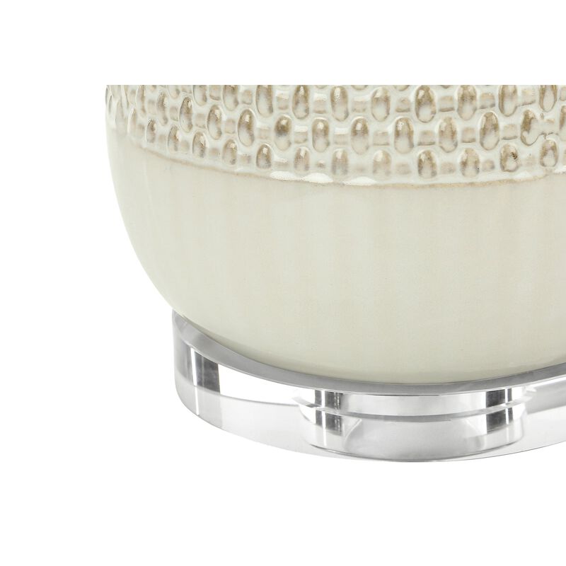 Monarch Specialties I 9605 - Lighting, 31"H, Table Lamp, Cream Ceramic, Beige Shade, Contemporary
