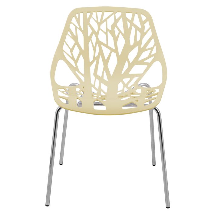 LeisureMod Asbury Dining Stackable Chair in Polypropylene Seat and Chrome Legs Set of 2
