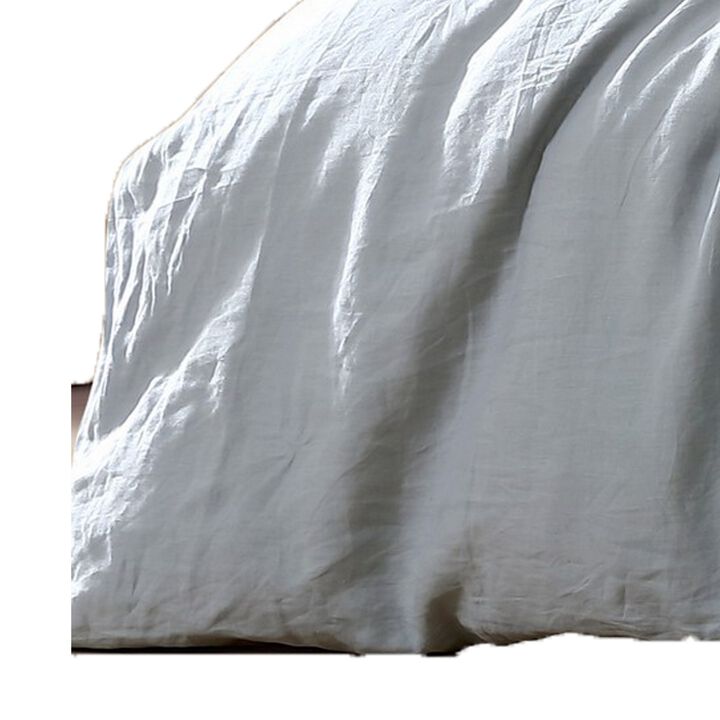 Edge 4 Piece King Size Duvet Comforter Set, Washed Linen, Light Blue - Benzara