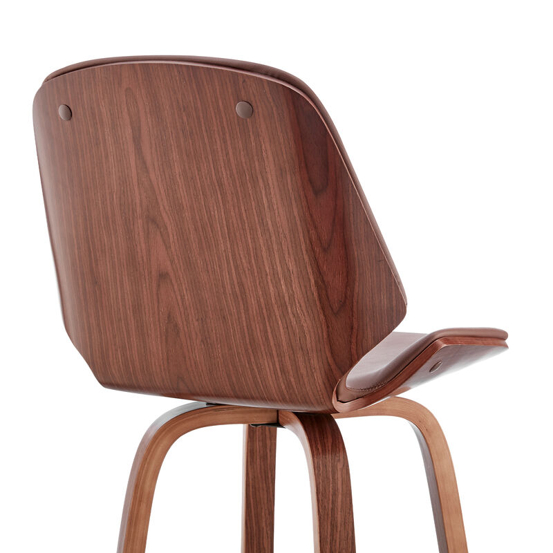 Arabela 26" Faux Leather and Wood Swivel Bar Stool
