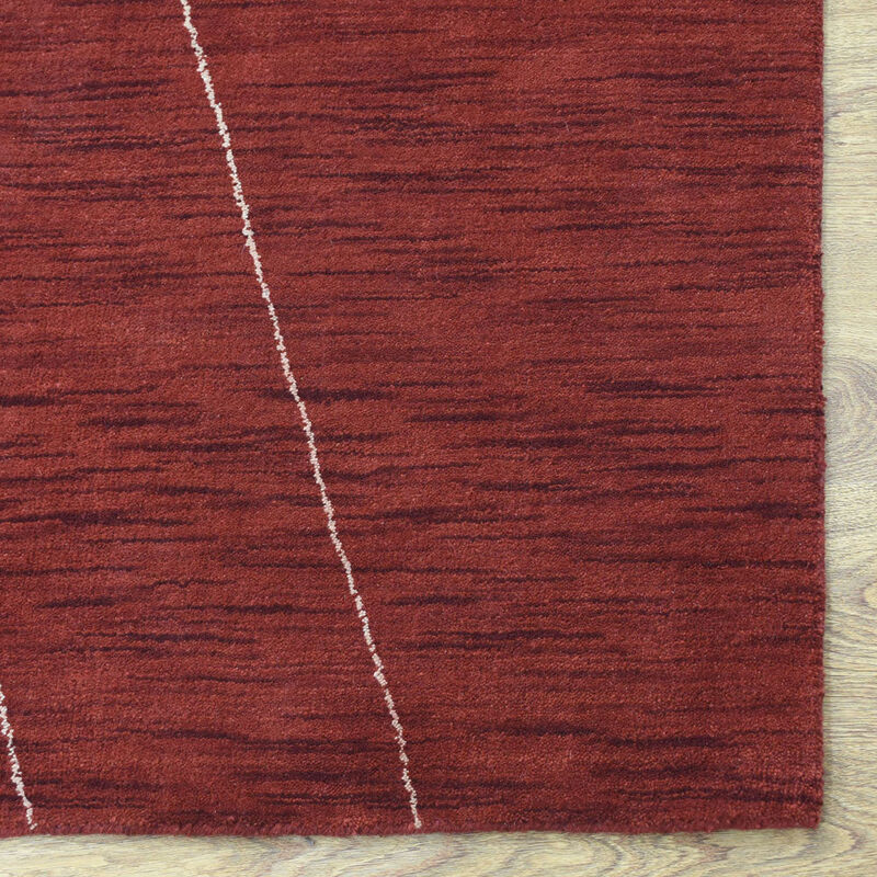 RUGSOTIC CARPETS HAND KNOTTED LOOM WOOL ECO-FRIENDLY AREA RUGS  - 6'x9', Rectangle, Red Color, Geometric Modern Design, High Pile Handmade Anti Skid Area Rugs for Living Room, Bed Room (L00645)