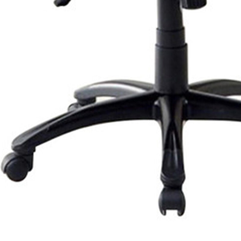 Leatherette Gaming Chair with Padded Armrests and Adjustable Height, Black-Benzara