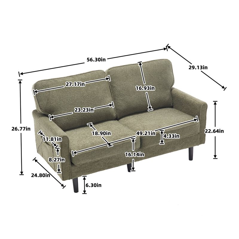Mondawe Bouclé Loveseat Sofa, 2 Seater Small Sofa Couches with USB & Removable Pillow Cover