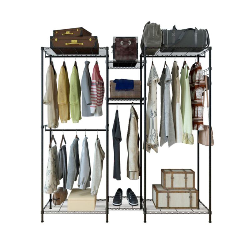 Portable Closet Organizer Garment Rack with Clothes Hangers and Home Shelf for Storage Solutions