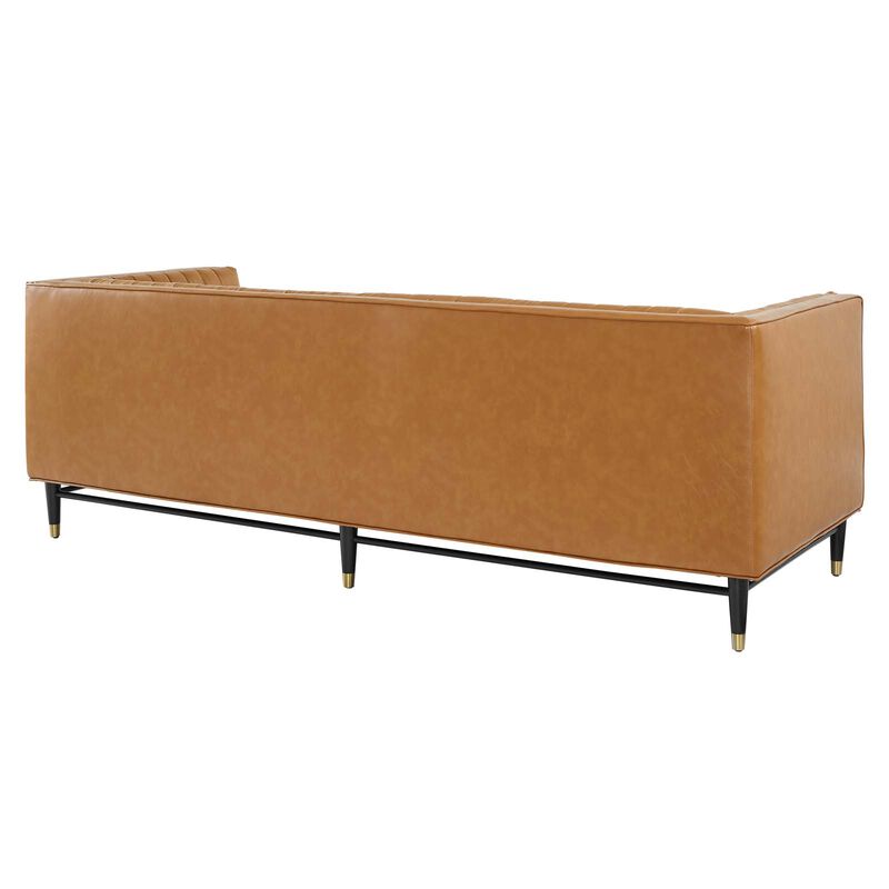 Devote Channel Tufted Vegan Leather Sofa Brown EEI-4721-TAN