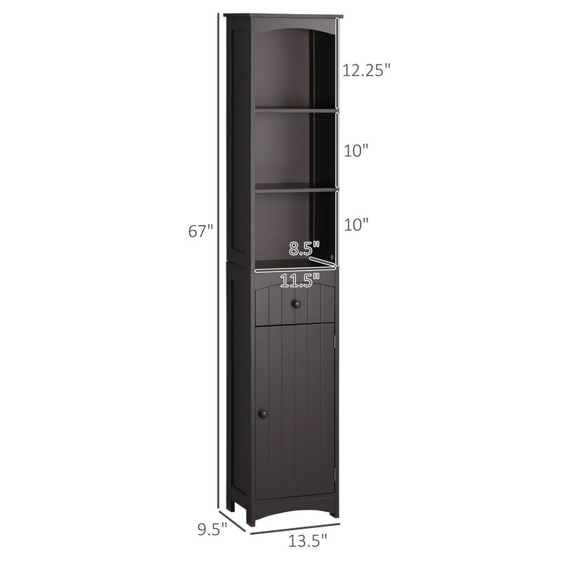 Tall Bathroom Cabinet Free Standing Bath Storage Organizer Linen Tower w/ Shelf
