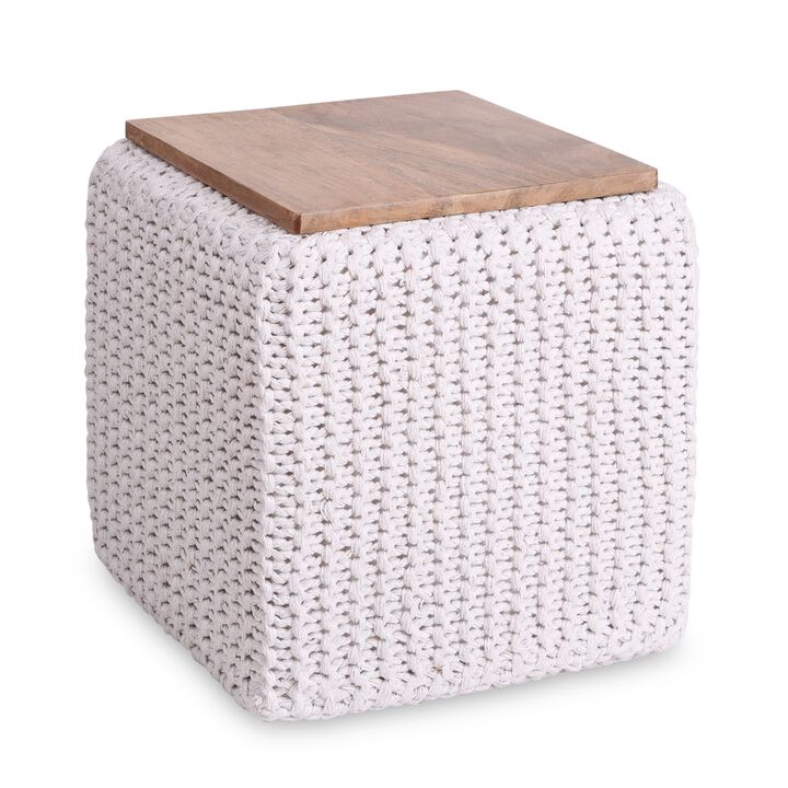 Loft Lyfe Joana Cotton Yarn 3-in-1 Pouf/Ottoman/End Table