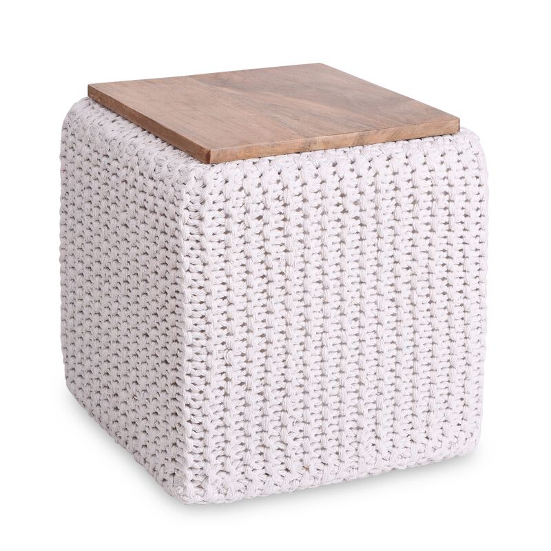 Loft Lyfe Joana Cotton Yarn 3-in-1 Pouf/Ottoman/End Table