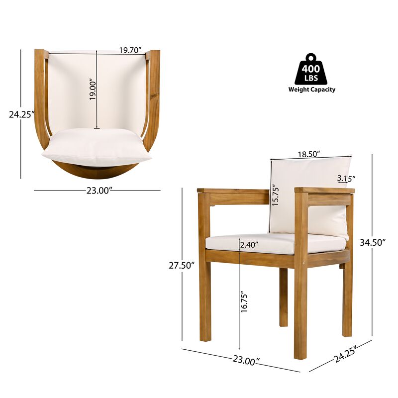 Merax Outdoor Acacia Wood Dining Chair
