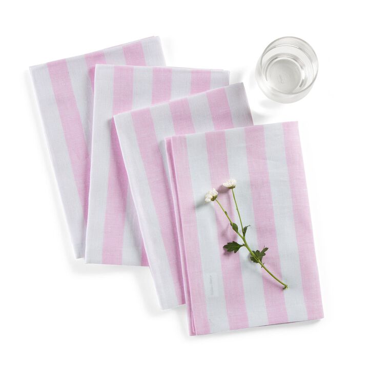 Solino Home 100% Pure Linen Dinner Napkins 20 x 20 Inch Set of 4 | Sorrento Stripe