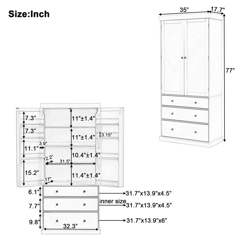Merax Freestanding Tall Cupboard Storage Cabinet