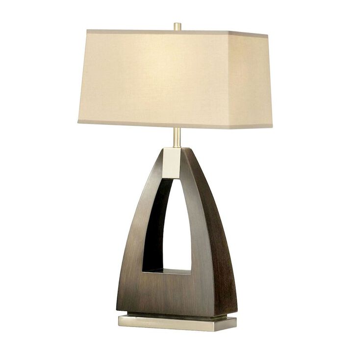 NOVA OF CALIFORNIA Trina Table Lamp - 30, Pecan Wood, Brushed Nickel, 3-way Rotary Switch