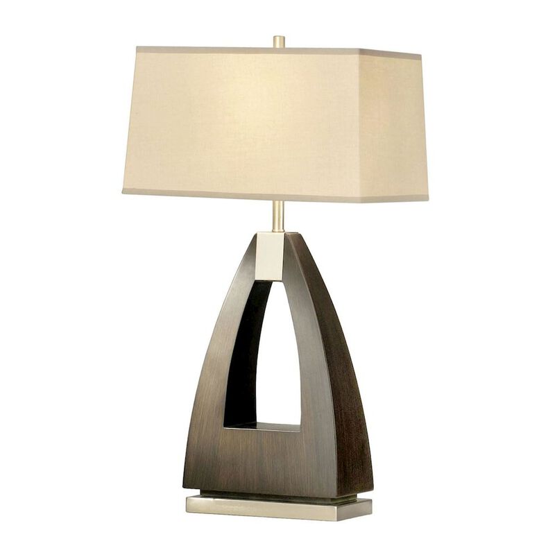 NOVA OF CALIFORNIA Trina Table Lamp - 30, Pecan Wood, Brushed Nickel, 3-way Rotary Switch
