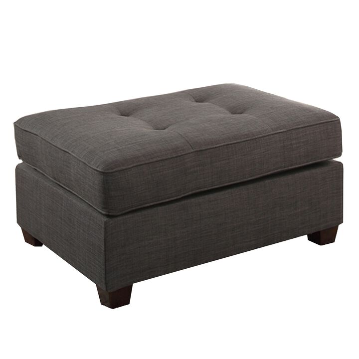 Cocktail Ottoman In Dark Gray Dorris Fabric-Benzara