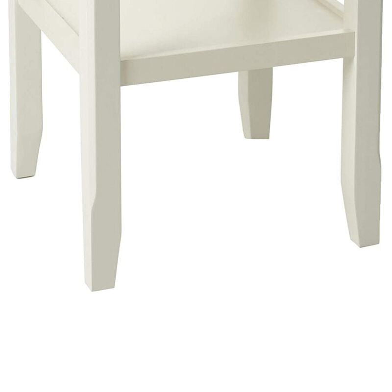 Round Wooden Counter Height Table With Wine Glass Shelf, Cream-Benzara