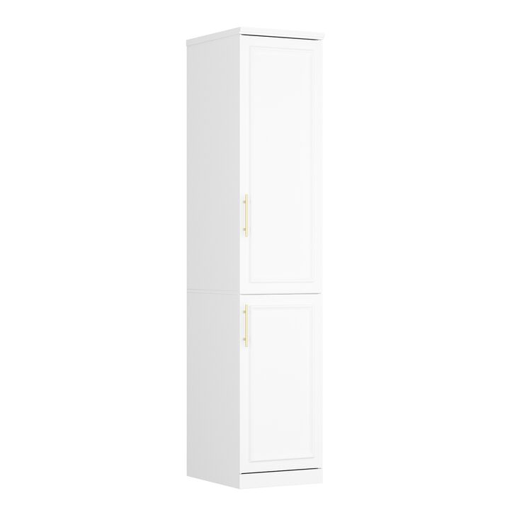 FUFU&GAGA Slim Armoire with Shelves and Hanging Rods for Compact Spaces (15.7" W x 19.3" D x 74.9" H) White