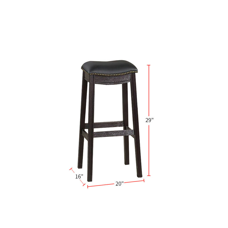 Black PU Upholstery Barstool, Set Of 2