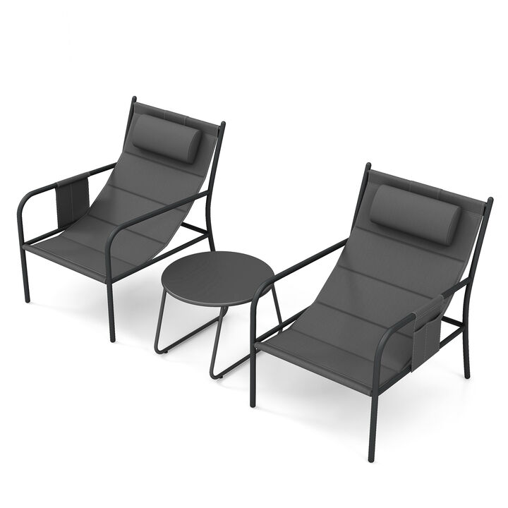 3-Piece Outdoor Bistro Set – Patio Metal Chairs and Coffee Table Set for Outdoor Dining