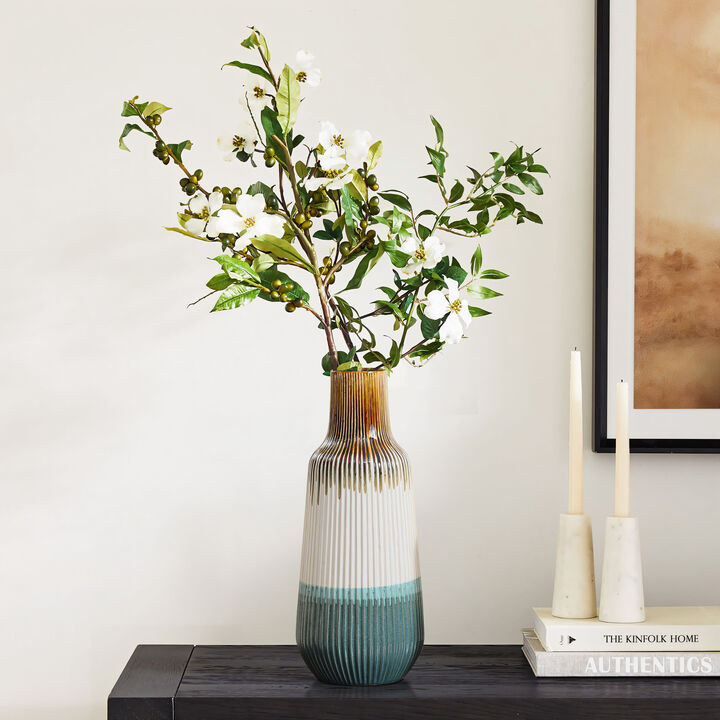 LuxenHome Earth Tones Ombre Stoneware Vase