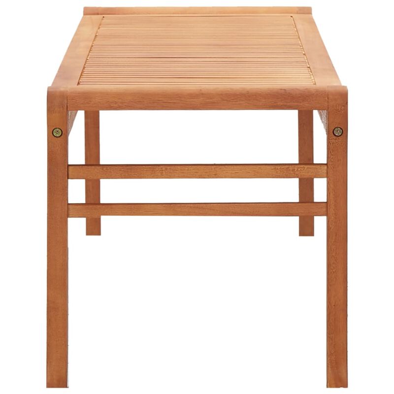 vidaXL 3-Seater Patio Bench - Solid Eucalyptus Wood - Weather-Resistant - Easy Assembly - 59.1" x 17.3" x 17.7" - No Backrest or Armrest - Brown Finish