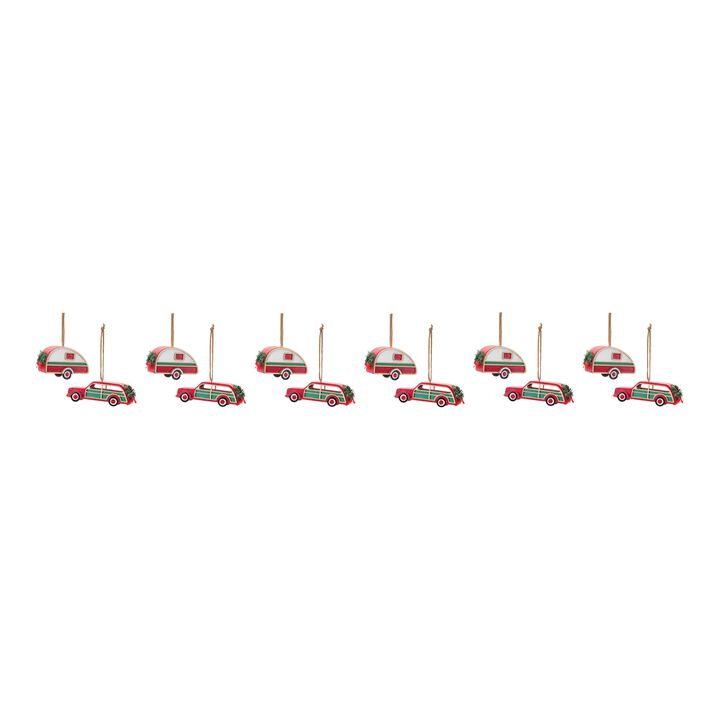Car and Camper Christmas Ornaments for Holiday Tree Decoration (Set of 12)