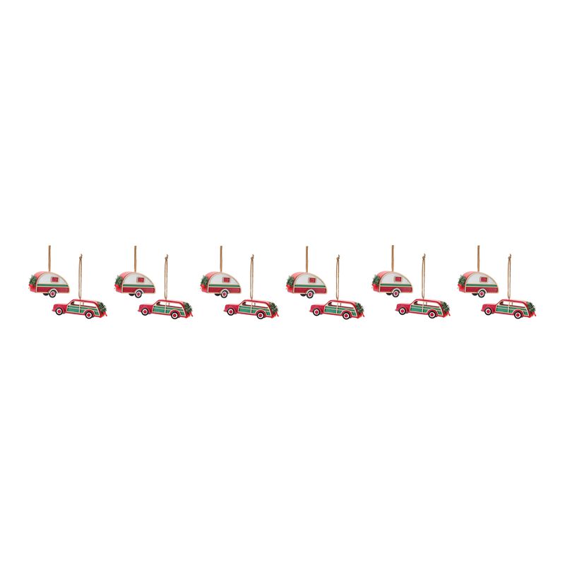 Car and Camper Christmas Ornaments for Holiday Tree Decoration (Set of 12)
