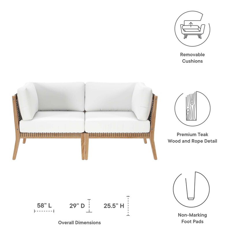 Modway - Clearwater Outdoor Patio Teak Wood Loveseat