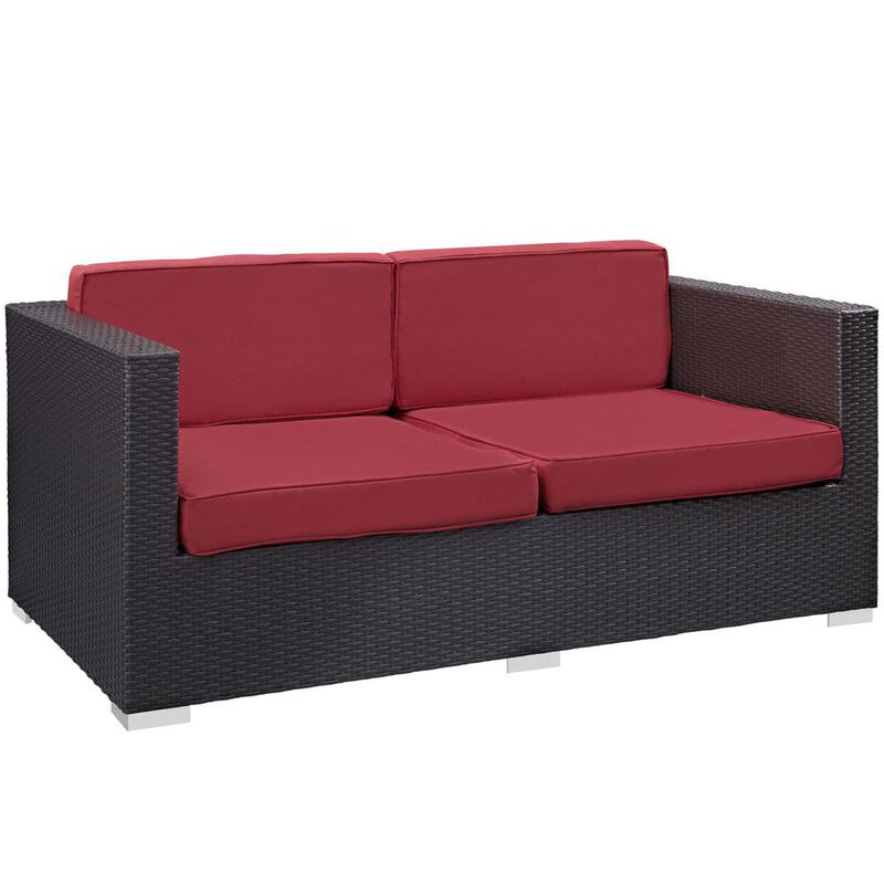Venice 8 Piece Outdoor Patio Sofa Set - Espresso Red