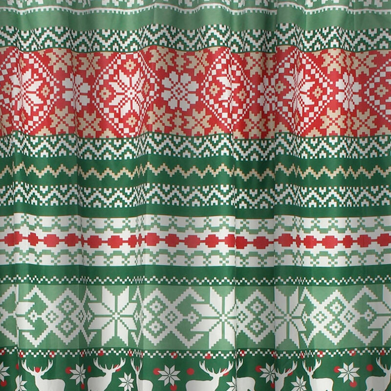 Live 72 x 72 Inch Microfiber Shower Curtains, Festive Winter Print - Benzara