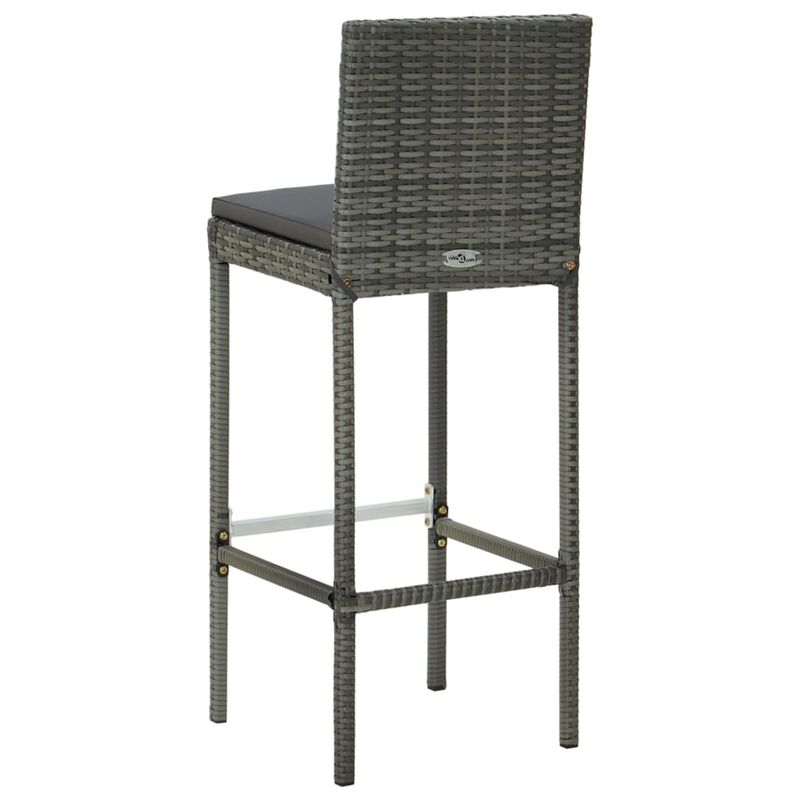 vidaXL 5 Piece Outdoor Bar Set with Cushions Poly Rattan Gray