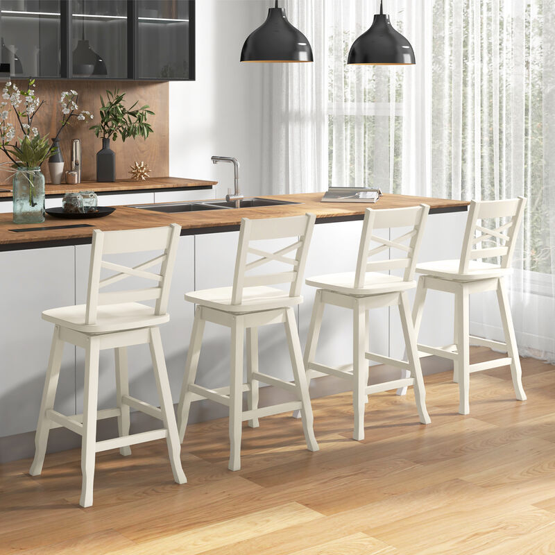 Swivel 24-Inch Counter Height Stool Set of 2 with Inclined Backrest