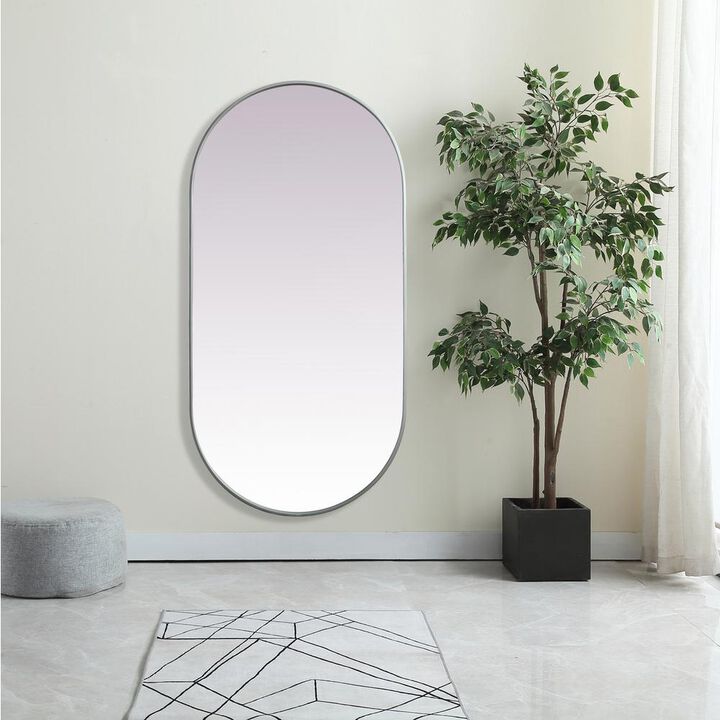 Elegant Decor Metal Frame Oval Mirror 30x60 Inch in Silver