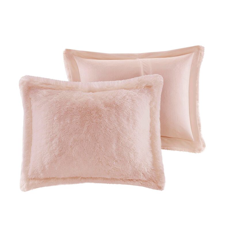 Gracie Mills Susie Solid Shaggy Long Fur Duvet Cover Set