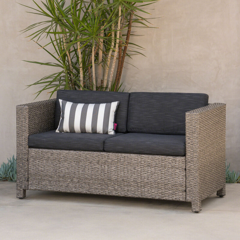 Merax PE Rattan Outdoor Loveseat Sofa