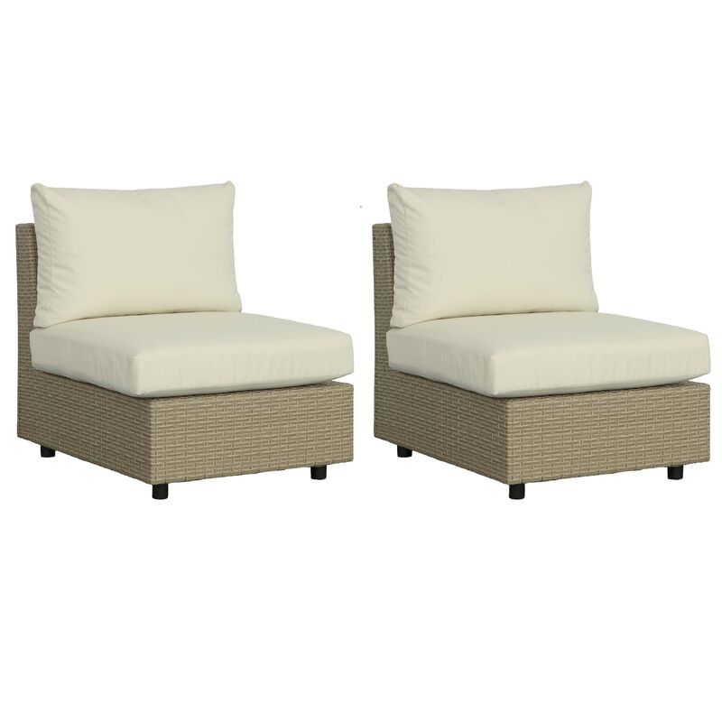 2pc Resin Wicker Outdoor Armless Chairs - 35"