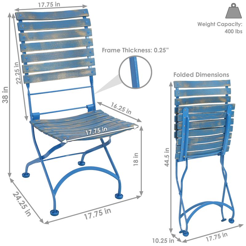 Sunnydaze Cafe Couleur Chestnut Folding Bistro Chair - Set of 4