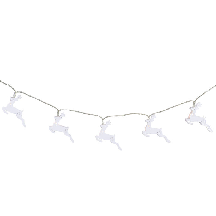 10 B/O LED Warm White Reindeer Christmas Lights - 3' Clear Wire