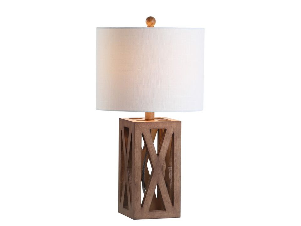 Stewart Farmhouse Wood LED Table Lamp
