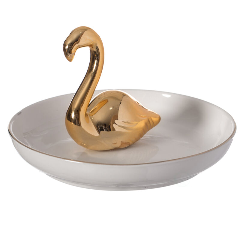 Uniquewise Swan Design Jewelry Holder with Decorative Trinket Dish Organizer
