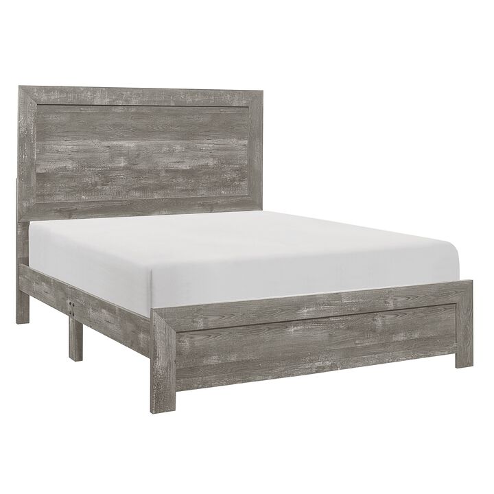 Eby King Size Bed, Rustic Farmhouse Style, Gray Finish Wood Veneer - Benzara