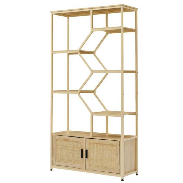 7-Tier Bookshelf & Storage Rack with Cabinet for Living Room & Home Office