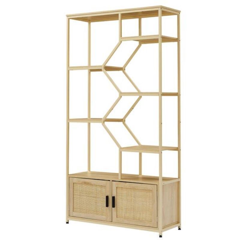 7-Tier Bookshelf & Storage Rack with Cabinet for Living Room & Home Office