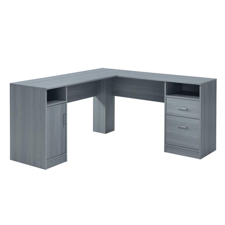 Techni Mobili Functional L-Shape Desk with Storage, Grey Techni Mobili Functional L-Shape Desk with Storage, Grey