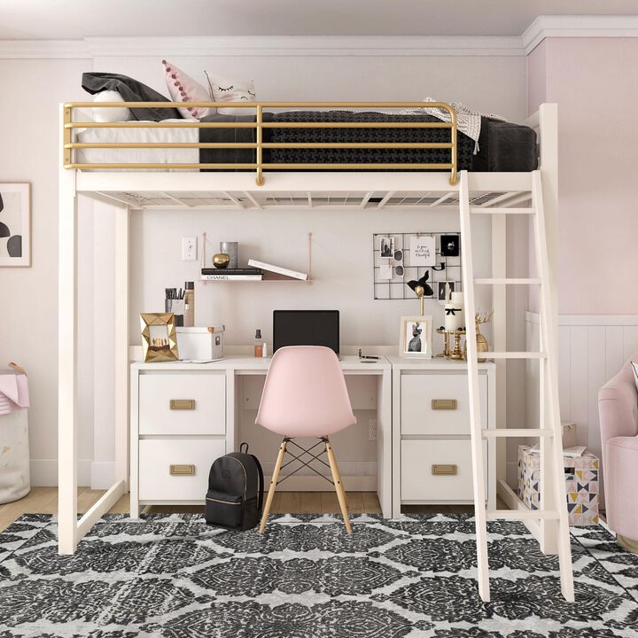 Little Seeds Monarch Hill Haven Twin Metal Loft Bed, White