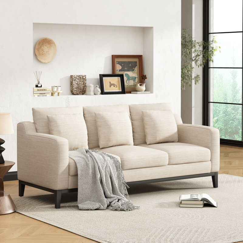 Merax Comfy 3-seat Sofa with Wooden Legs