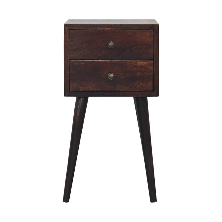 Mini 2 Drawer Solid Wood  Light WalnutNightStand