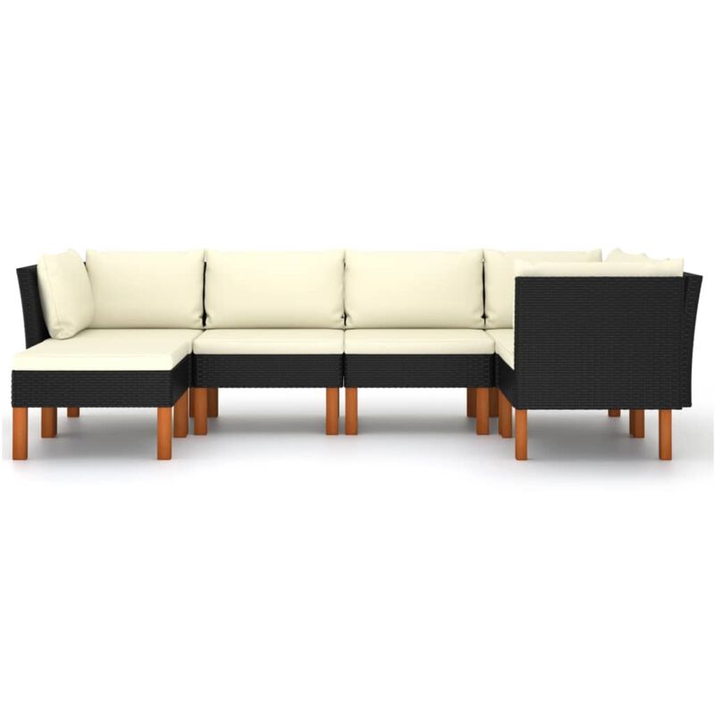 vidaXL 6 Piece Garden Lounge Set with Cushions Poly Rattan Black