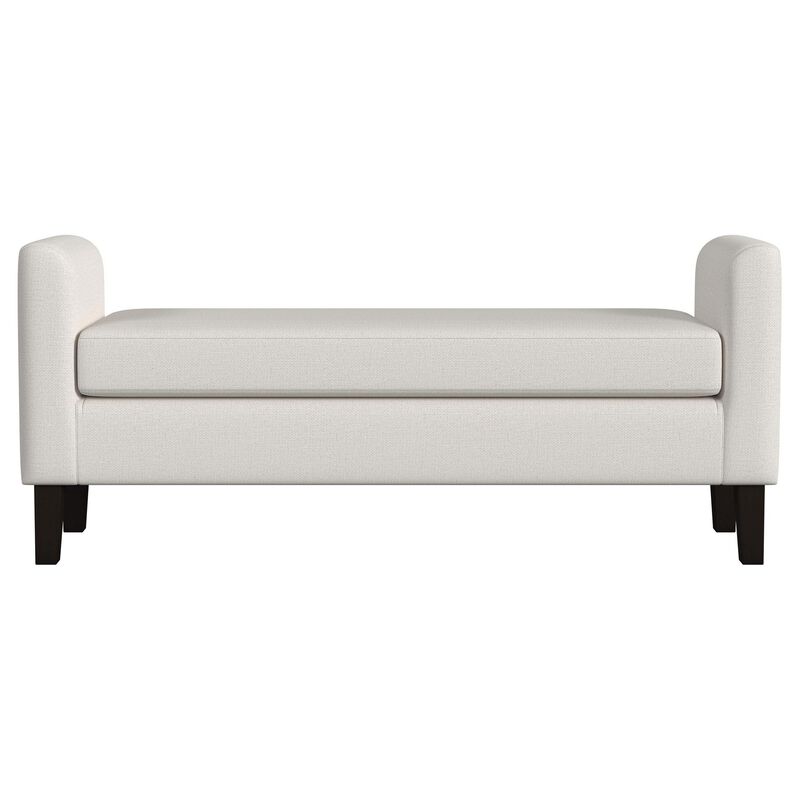 Reyan Accent Bench, Ivory Fabric, Foam Cushions, Black Wood, 60 Inch - Benzara