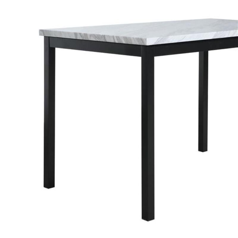 5-Piece Dinette Set Laminated Faux Marble Top with 4 Black Chairs for Modern Dining Rooms